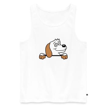 chien derrière le mur clôture signe regarder heureux mignon - Débardeur bio Premium Homme - blanc - Devant - Michal (187cm)