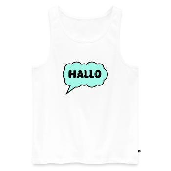 Speech bubble Hello - Men's Premium Organic Tank Top - white - Front - AI Model Male 178 light (178cm)