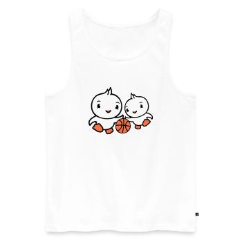 2 Birds Playing Basketball Together Fun Sports Cute - Men's Premium Organic Tank Top - white - Front - AI Model Male 178 light (178cm)