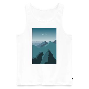 Alps - Reise Design Berge Alpen - Männer Premium Bio Tank Top - Weiß - Vorne - Michal (187cm)