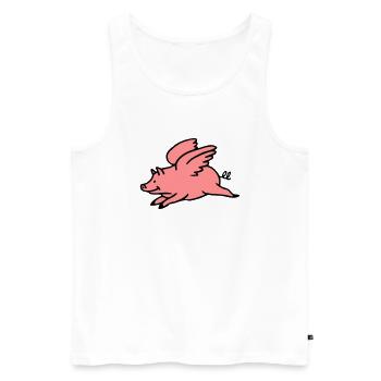 Flying Pig - Men's Premium Organic Tank Top - white - Front - AI Model Male 178 light (178cm)