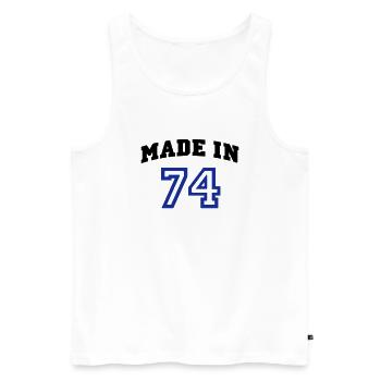 mp_madein74b - Men's Premium Organic Tank Top - white - Front - AI Model Male 178 light (178cm)
