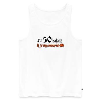 50 balais - Débardeur bio Premium Homme - blanc - Devant - Michal (187cm)
