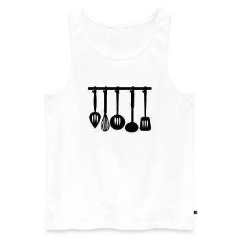 Couverts de cuisine - Débardeur bio Premium Homme - blanc - Devant - Michal (187cm)