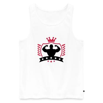 bodybuilder_shield_ym2 - Männer Premium Bio Tank Top - Weiß - Vorne - Michal (187cm)