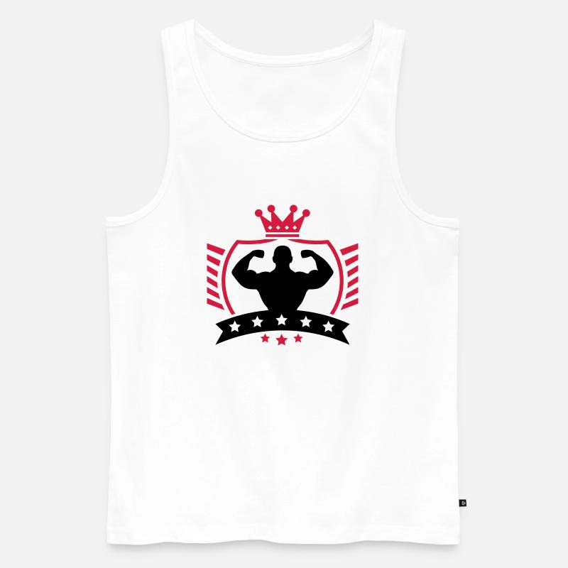 bodybuilder_shield_ym2 - Männer Premium Bio Tank Top - Weiß