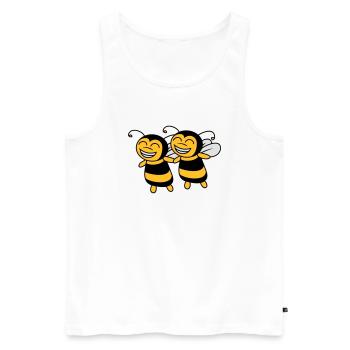 2 Kleine Bienen Freunde - Männer Premium Bio Tank Top - Weiß - Vorne - Michal (187cm)