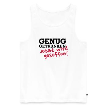 Gesoffen - Männer Premium Bio Tank Top - Weiß - Vorne - Michal (187cm)