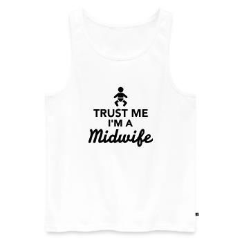 Trust me I'm a Midwife - Débardeur bio Premium Homme - blanc - Devant - Michal (187cm)