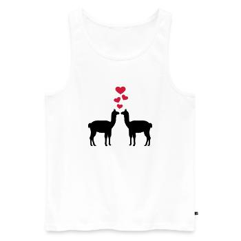 Lama - Männer Premium Bio Tank Top - Weiß - Vorne - Michal (187cm)