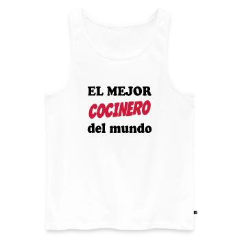 El mejor cocinero del mundo 111 - Débardeur bio Premium Homme - blanc - Devant - AI Model Male 178 light (178cm)