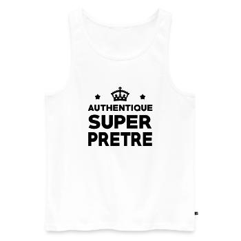 Prêtre / Pretre / Curé / Catho / Catholique - Débardeur bio Premium Homme - blanc - Devant - AI Model Male 178 light (178cm)