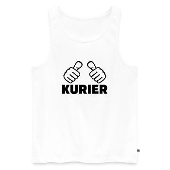 Kurier - Männer Premium Bio Tank Top - Weiß - Vorne - Michal (187cm)