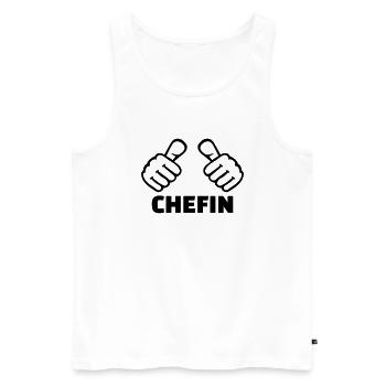Chefin - Männer Premium Bio Tank Top - Weiß - Vorne - Michal (187cm)