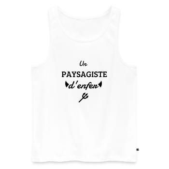 Paysagiste / Jardin / Travail / Métier / Job - Débardeur bio Premium Homme - blanc - Devant - AI Model Male 178 light (178cm)