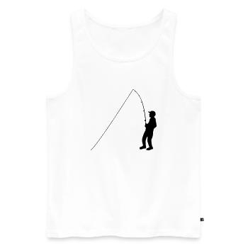 angler sport silhouette clipart hobby fishing fish - Men's Premium Organic Tank Top - white - Front - Michal (187cm)