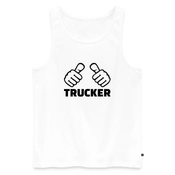 Trucker - Débardeur bio Premium Homme - blanc - Devant - AI Model Male 178 light (178cm)