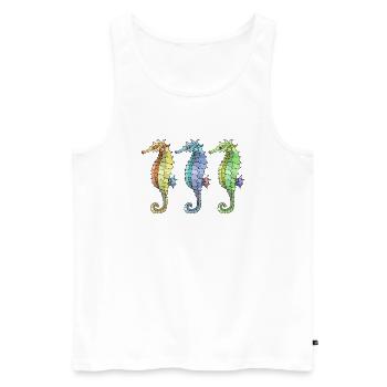 Seepferdchen - Männer Premium Bio Tank Top - Weiß - Vorne - AI Model Male 178 light (178cm)