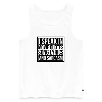 speak lyrics and sarcasm - Men's Premium Organic Tank Top - white - Front - AI Model Male 178 light (178cm)