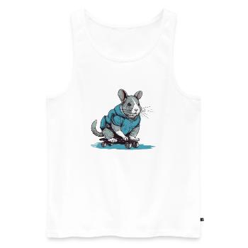 Das Chinchilla als Profi Skatboarder - Männer Premium Bio Tank Top - Weiß - Vorne - Michal (187cm)