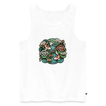 Koi-Karpfen inspiriert von traditioneller chinesischer Kunst - Männer Premium Bio Tank Top - Weiß - Vorne - Michal (187cm)
