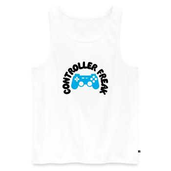 Controller Freak - Men's Premium Organic Tank Top - white - Front - Michal (187cm)