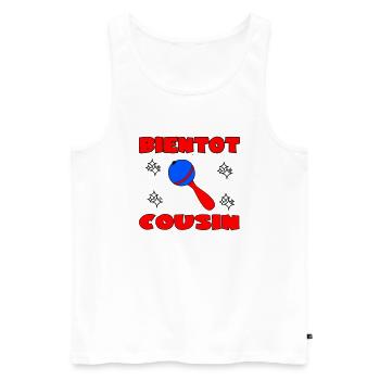 SOON COUSIN - Men's Premium Organic Tank Top - white - Front - Michal (187cm)