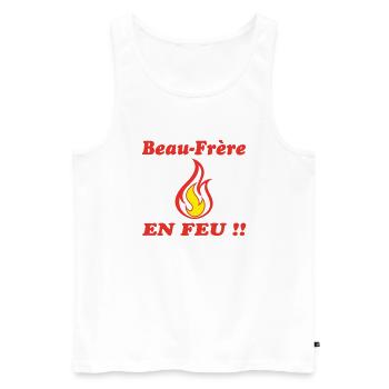 Beau Frère EN FEU - Débardeur bio Premium Homme - blanc - Devant - Michal (187cm)