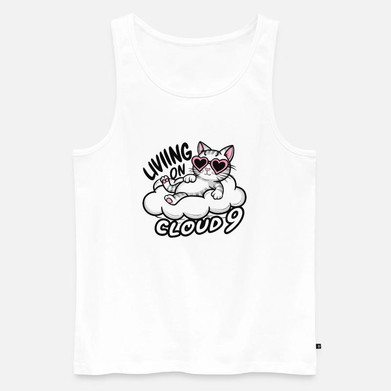 Katze Kätzchen auf Wolke 9 - Männer Premium Bio Tank Top - Weiß