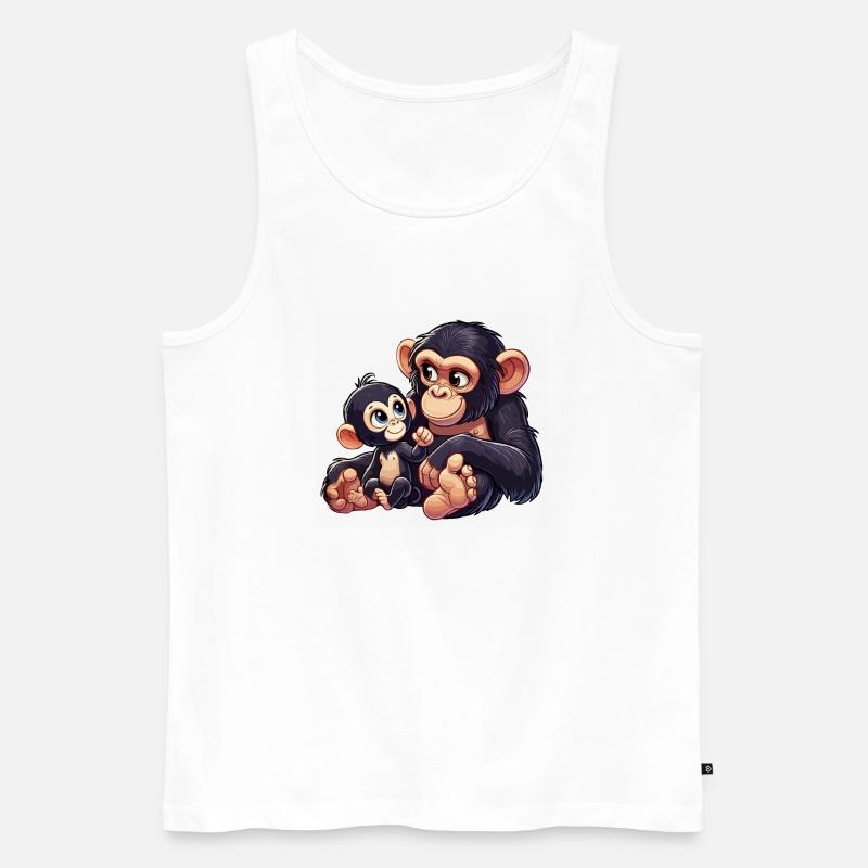 Schimpansenmutter mit Kind - Männer Premium Bio Tank Top - Weiß