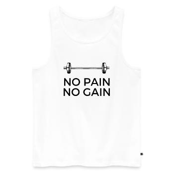 Pas de douleur, pas de gain - avec du poids - Débardeur bio Premium Homme - blanc - Devant - Michal (187cm)