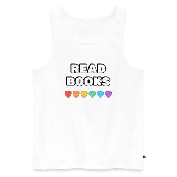 Lire des livres Rainbow Hearts - Débardeur bio Premium Homme - blanc - Devant - Michal (187cm)
