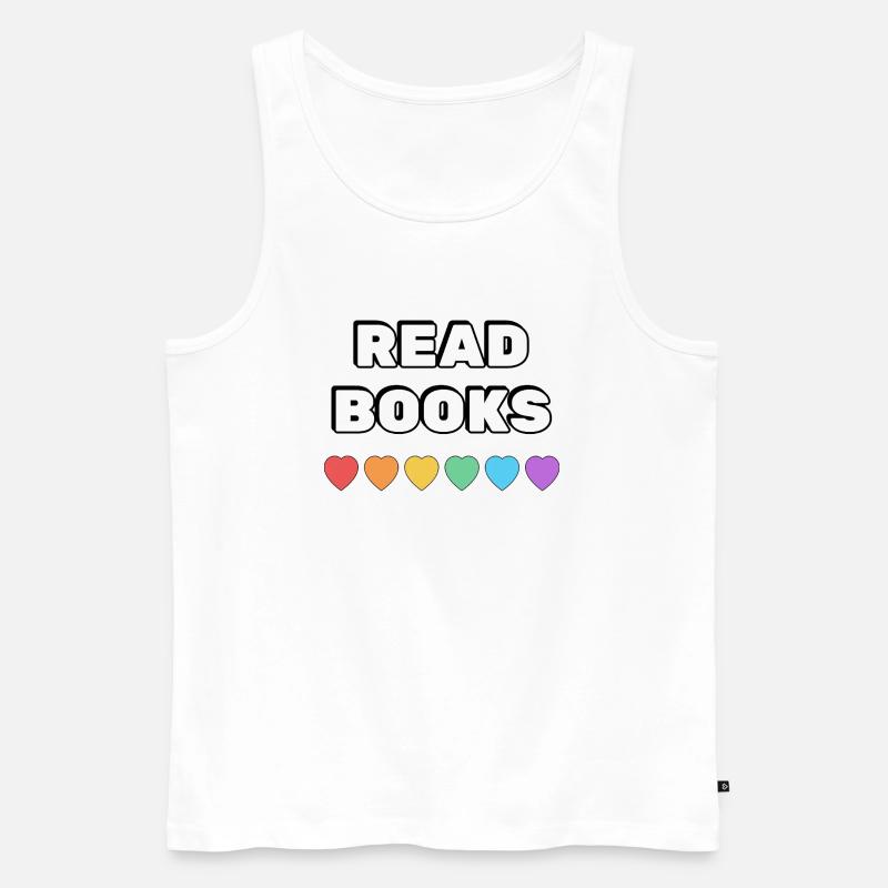 Read Books Rainbow Hearts - Men's Premium Organic Tank Top - white