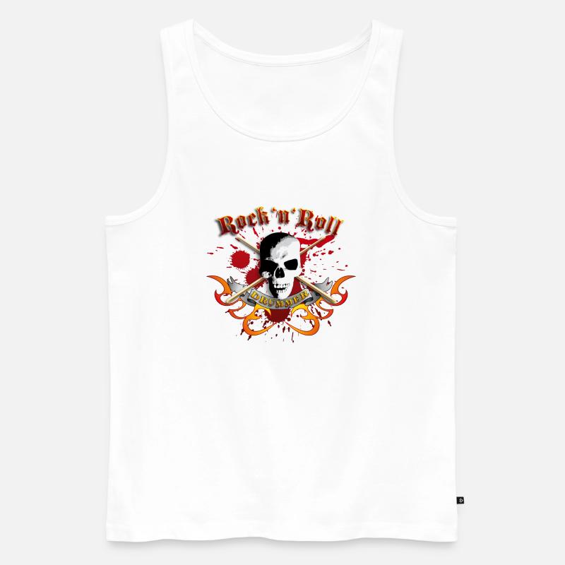 drummer_skull_a - Männer Premium Bio Tank Top - Weiß