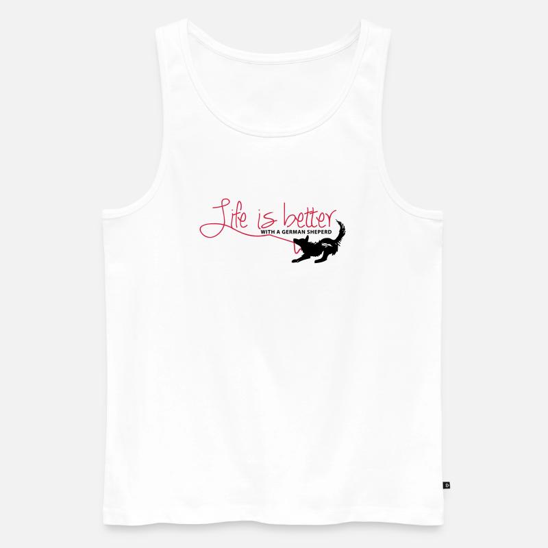 Life is better with a german sheperd! - Männer Premium Bio Tank Top - Weiß