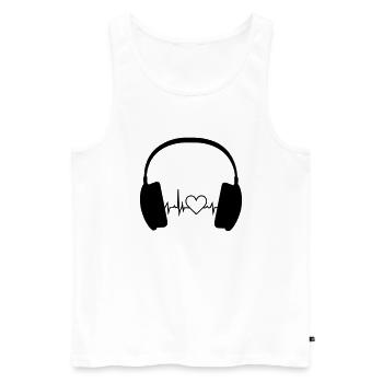 Casque d'écoute Beat et Heart - Débardeur bio Premium Homme - blanc - Devant - Michal (187cm)
