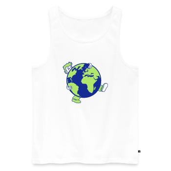 earth planet world globe round big huge carry sc - Men's Premium Organic Tank Top - white - Front - AI Model Male 178 light (178cm)