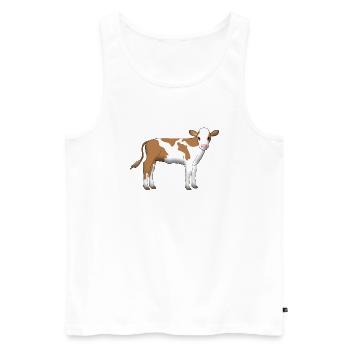 Kalb Fleckvieh - Männer Premium Bio Tank Top - Weiß - Vorne - AI Model Male 178 light (178cm)