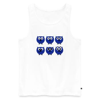 Funny Owl Faces | T-shirts printing - Men's Premium Organic Tank Top - white - Front - Michal (187cm)