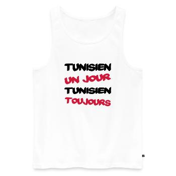 TUNISIEN un jour... - Débardeur bio Premium Homme - blanc - Devant - Michal (187cm)