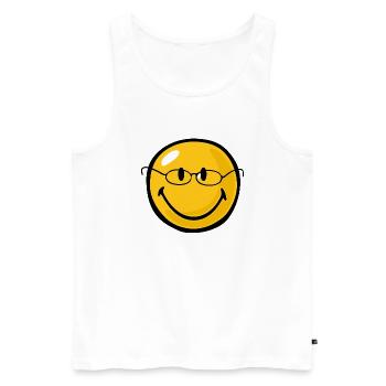 Smiley Intelligent - Männer Premium Bio Tank Top - Weiß - Vorne - Michal (187cm)