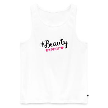 beauty expert hashtag - Männer Premium Bio Tank Top - Weiß - Vorne - Michal (187cm)