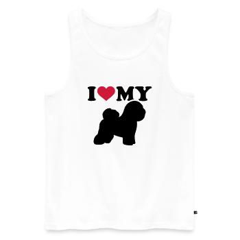 Bichon Frise - Männer Premium Bio Tank Top - Weiß - Vorne - AI Model Male 178 light (178cm)