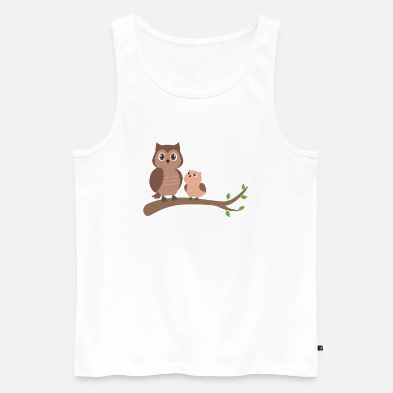 Eule Mutter mit Kind - Männer Premium Bio Tank Top - Weiß