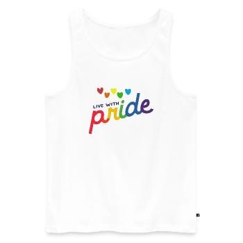 living with Pride - Men's Premium Organic Tank Top - white - Front - AI Model Male 178 light (178cm)
