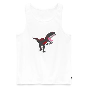 Schwarzer T-Rex - Männer Premium Bio Tank Top - Weiß - Vorne - Michal (187cm)
