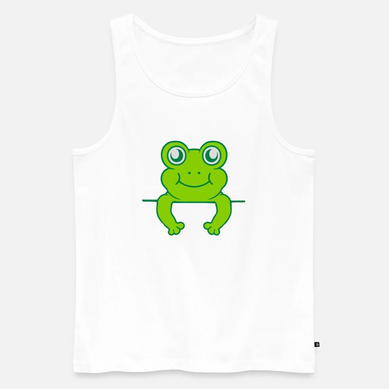 Schild Mauer Frosch Comic - Männer Premium Bio Tank Top - Weiß