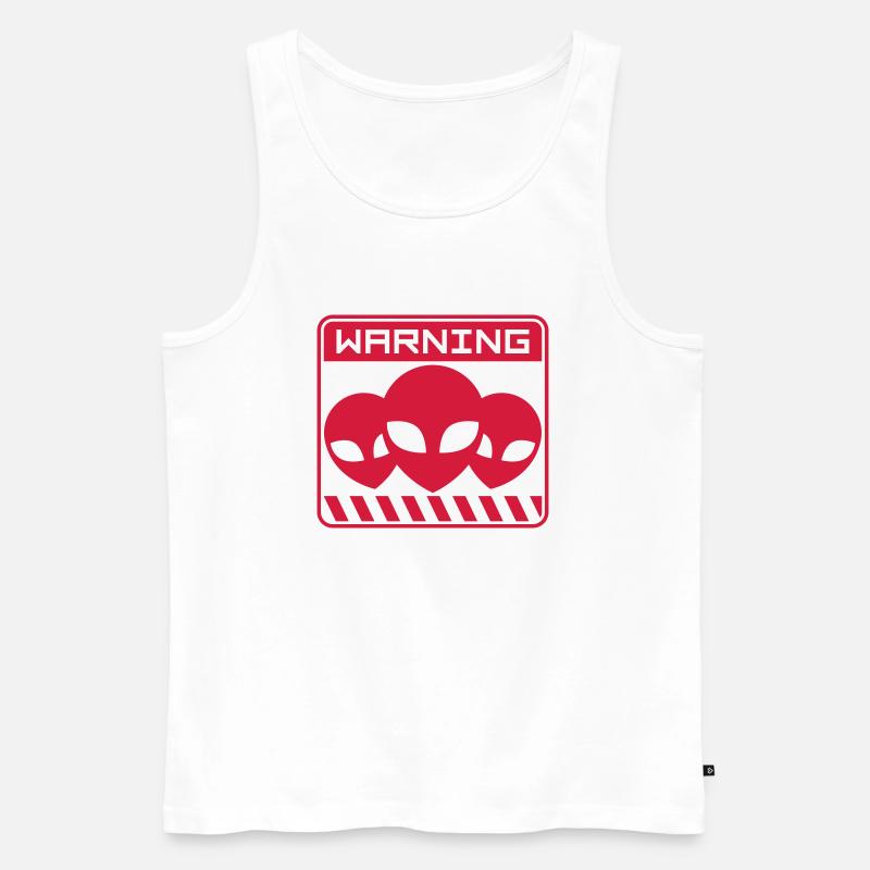 Schild Warning Alien Design - Männer Premium Bio Tank Top - Weiß
