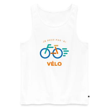 Je peux pas j'ai vélo - Débardeur bio Premium Homme - blanc - Devant - Michal (187cm)