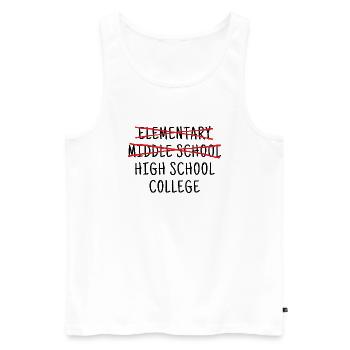 Elementary middle school high school college - Men's Premium Organic Tank Top - white - Front - AI Model Male 178 light (178cm)